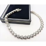 Sterling Silver 33 Gemstone Tennis Bracelet New with Gift Box