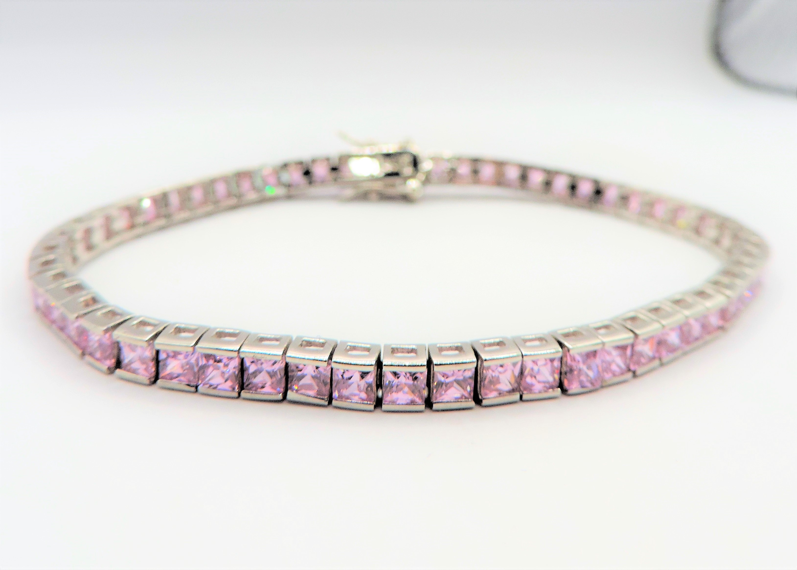 Sterling Silver 13CT Pink Topaz Tennis Bracelet - Image 2 of 4