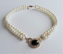 Princess Diana Inspired 2 Strand Pearl Choker Necklace with Gift Pouch