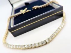 Gold on Sterling Silver Moissanite Tennis Bracelet New with Gift Box
