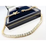 Gold on Sterling Silver Moissanite Tennis Bracelet New with Gift Box