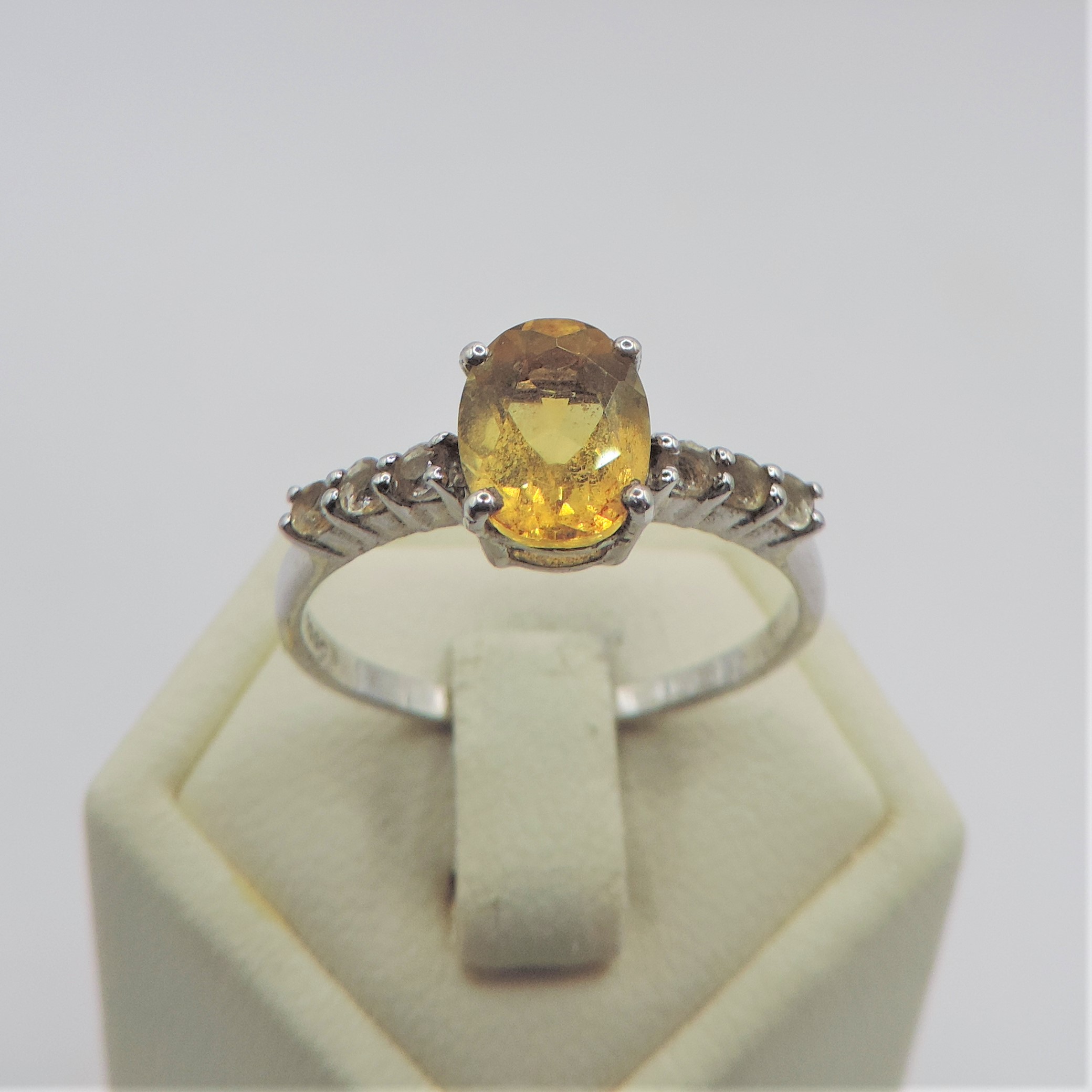 Sterling Silver Citrine & Diamond Ring 'New' with gift pouch - Image 3 of 4