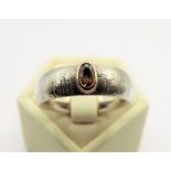 Retro Designer Sterling Silver Citrine Band Ring Hallmark date 1972