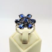 Sterling Silver 4CT Sapphire Ring 'New' with Gift Pouch