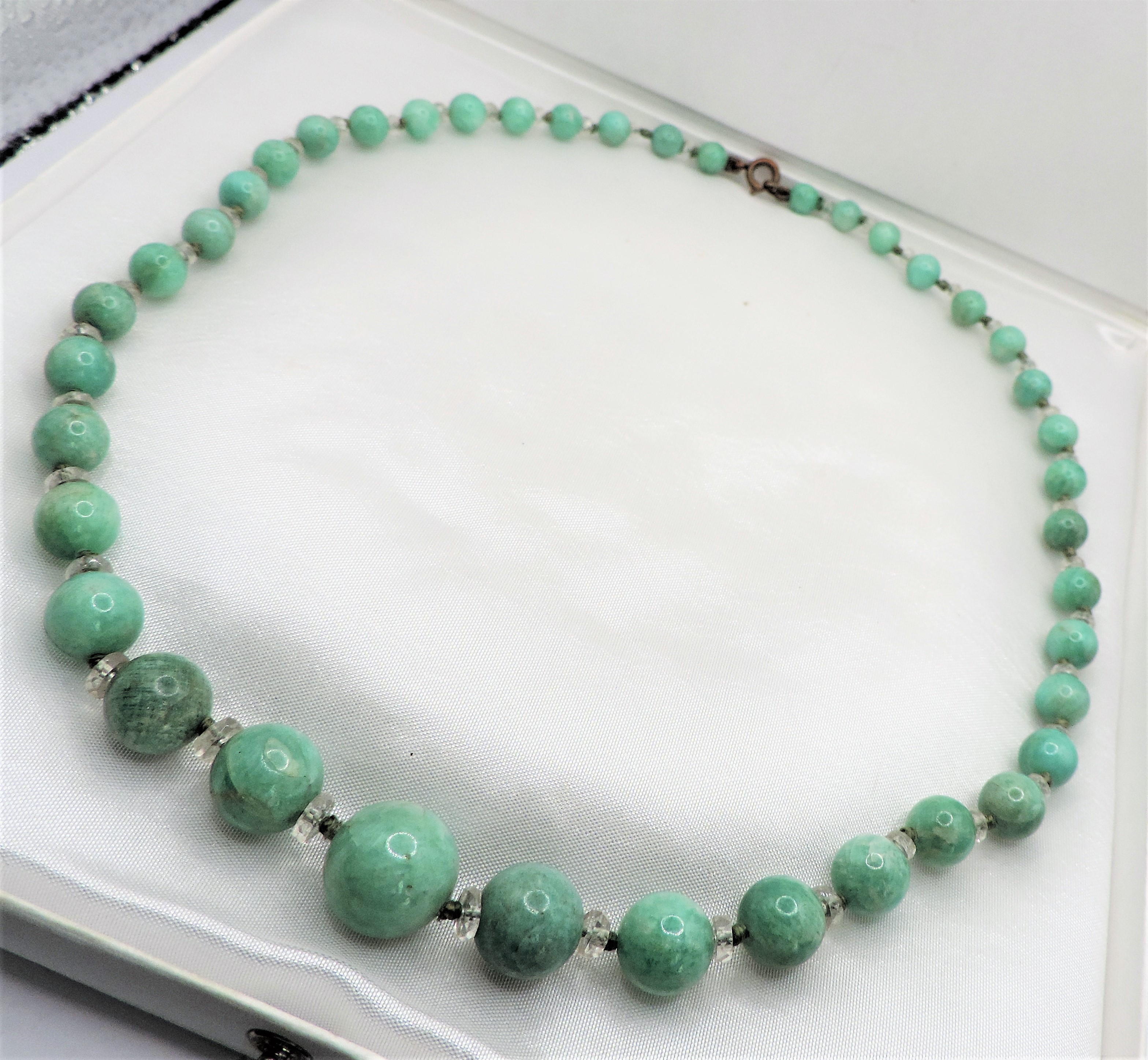 Antique Graduated Amazonite Beads Gemstone Necklace c.1920's Art Deco - Image 4 of 6