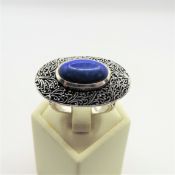 Artisan Sterling Silver Lapis Lazuli Filigree Ring