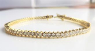 Gold on Sterling Silver Tennis Bracelet 'New' with Gift Box