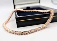 Rose Gold on Sterling Silver 60 Gemstone Tennis Bracelet New with Gift Box