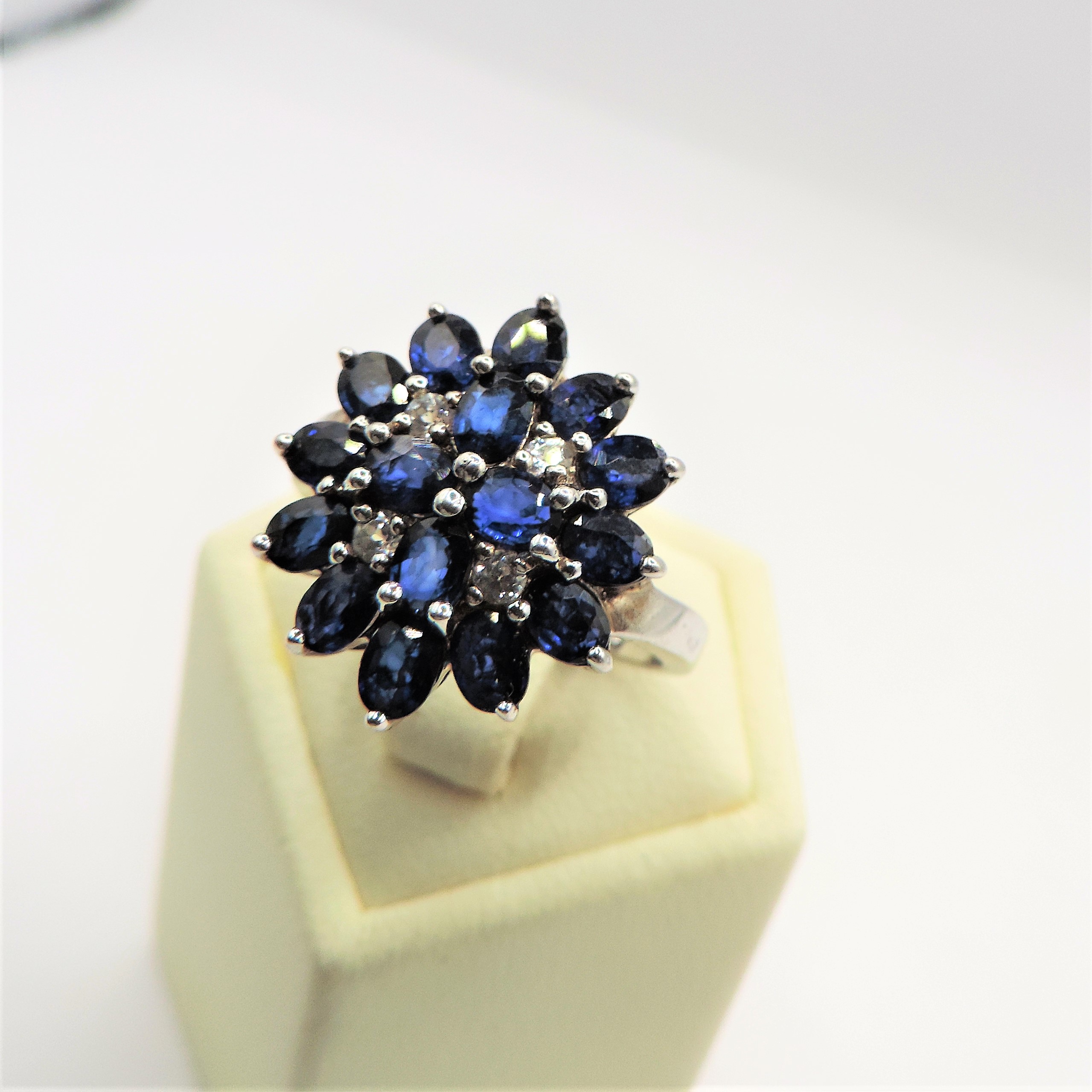 Sterling Silver 20 Sapphire Gemstone Cluster Ring New with Gift Box - Image 2 of 4