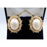 Vintage Christian Dior Pearl & Crystal Earrings for Pierced Ears c.1990's Signed