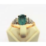 Gold on Sterling Silver Emerald & Diamond Ring New with Gift Pouch