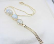 Vintage Artisan Sterling Silver Moonstone Necklace with Gift Box