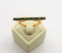 Gold on Sterling Silver Peridot Bar Ring New with Gift Pouch