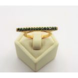 Gold on Sterling Silver Peridot Bar Ring New with Gift Pouch