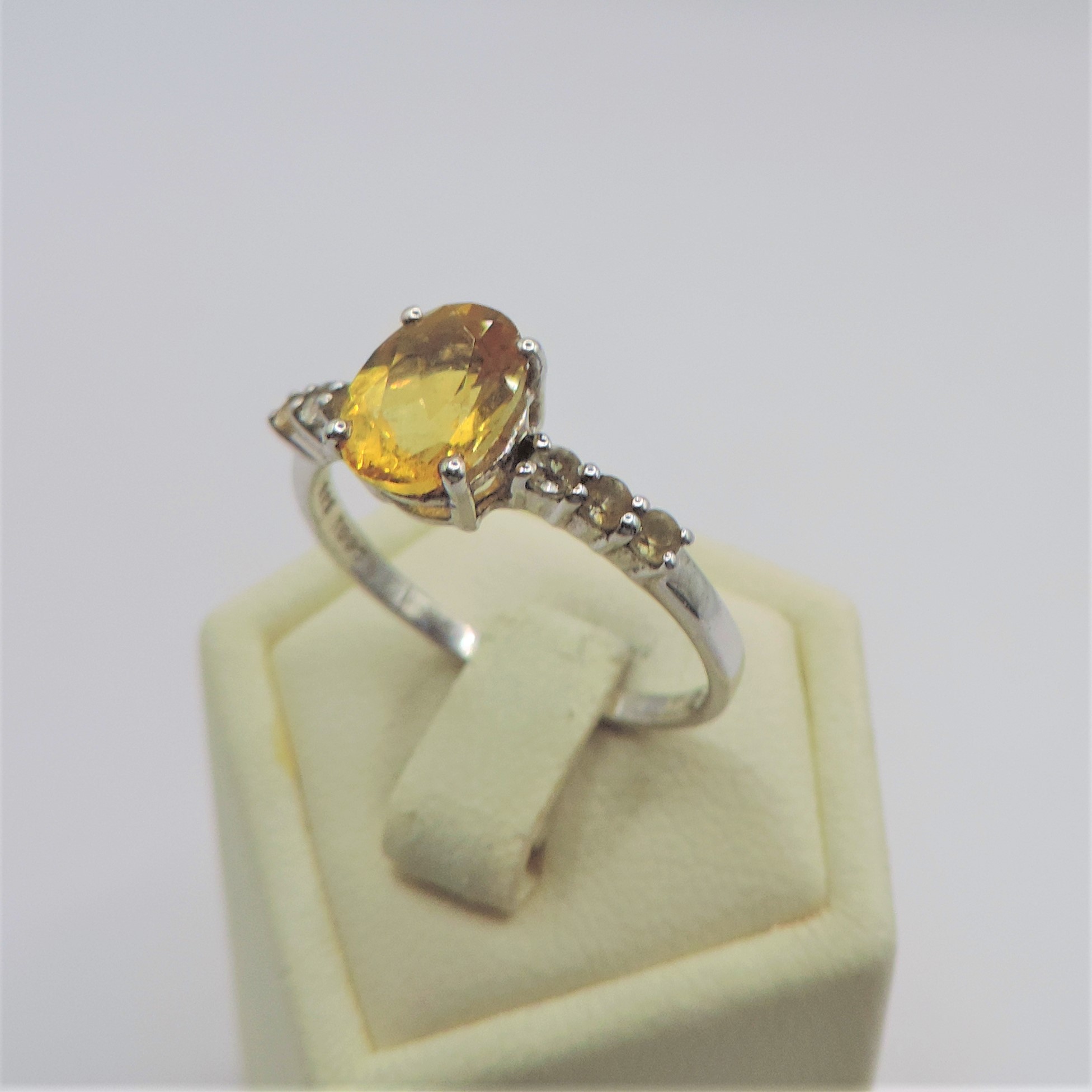 Sterling Silver Citrine & Diamond Ring 'New' with gift pouch - Image 4 of 4