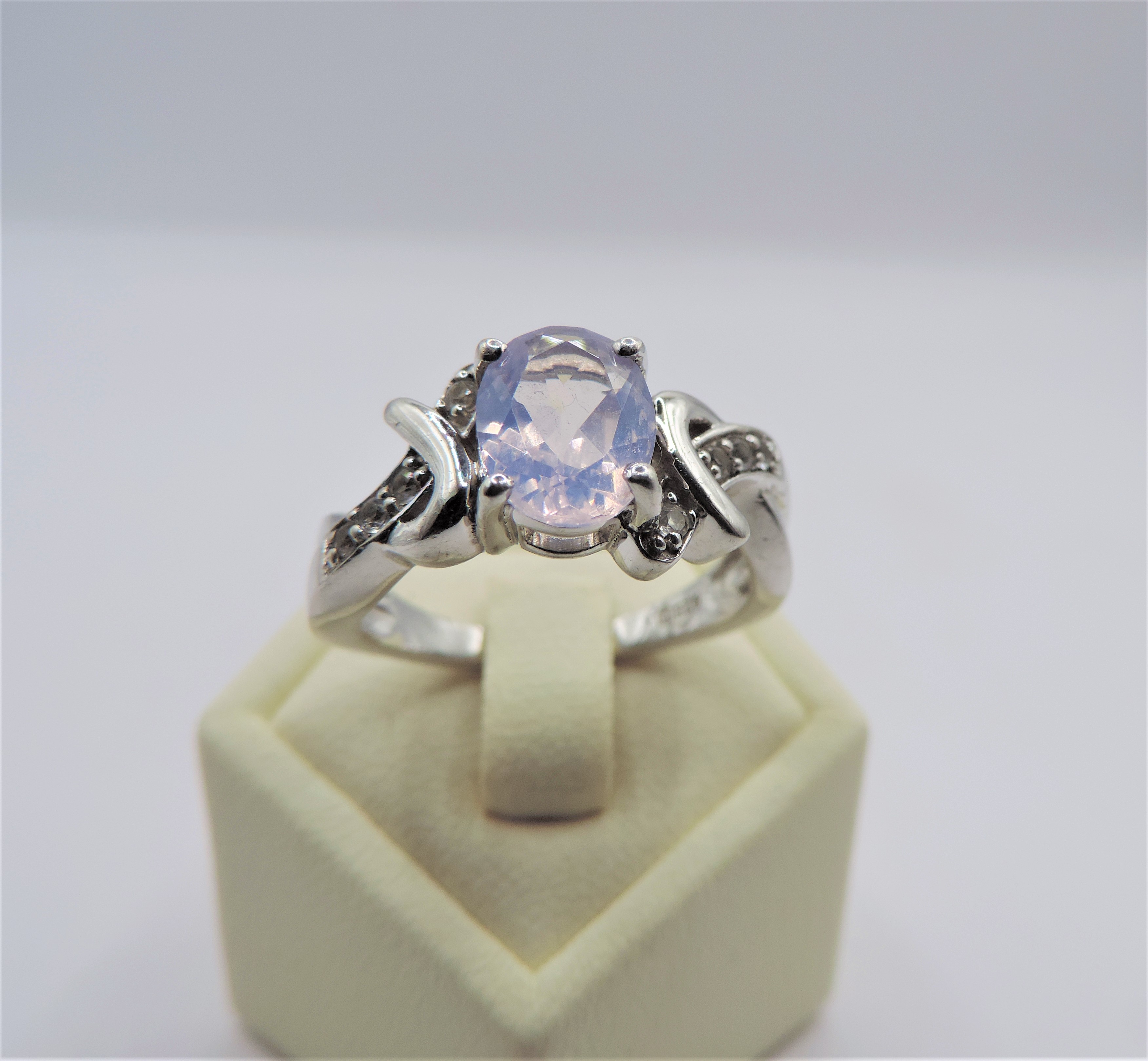 Sterling Silver Lavender Quartz & Sapphire Ring  New with Gift Pouch - Image 3 of 4