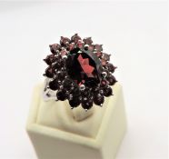 Sterling Silver Garnet Cluster Ring New with Gift Pouch