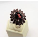 Sterling Silver Garnet Cluster Ring New with Gift Pouch