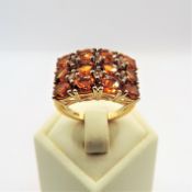 Gold on Sterling Silver 4CT Orange Sapphire Ring New with Gift Pouch