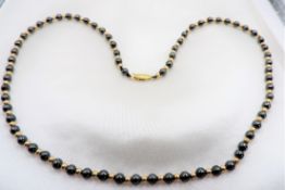 Vintage 9k Hematite & Gold Bead Necklace
