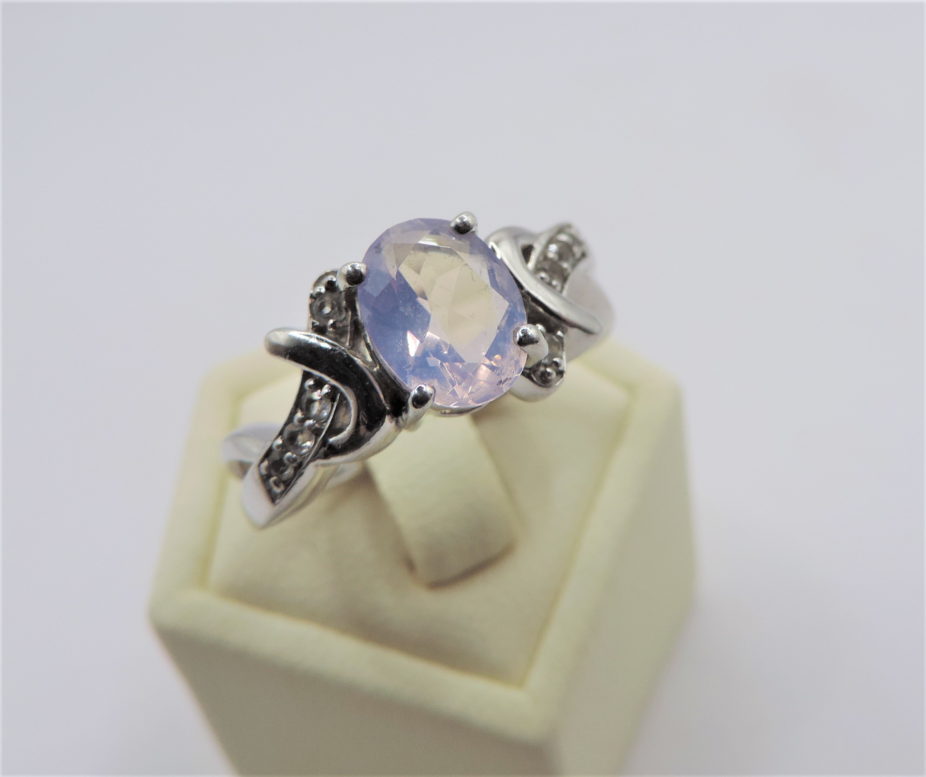 Sterling Silver Lavender Quartz & Sapphire Ring  New with Gift Pouch - Image 4 of 4