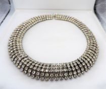 True Vintage Art Deco Five Row Crystal Collar Necklace