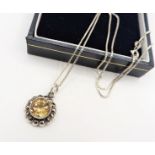 Vintage Shipton & Co Sterling Silver 3ct Lemon Citrine Pendant Necklace