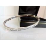 Sterling Silver Channel Set CZ Gemstone Bangle 'New' with Gift Pouch
