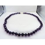 Natural Amethyst Faceted Bead Necklace Silver Clasp 18 inches