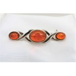Sterling Silver Baltic Amber Brooch