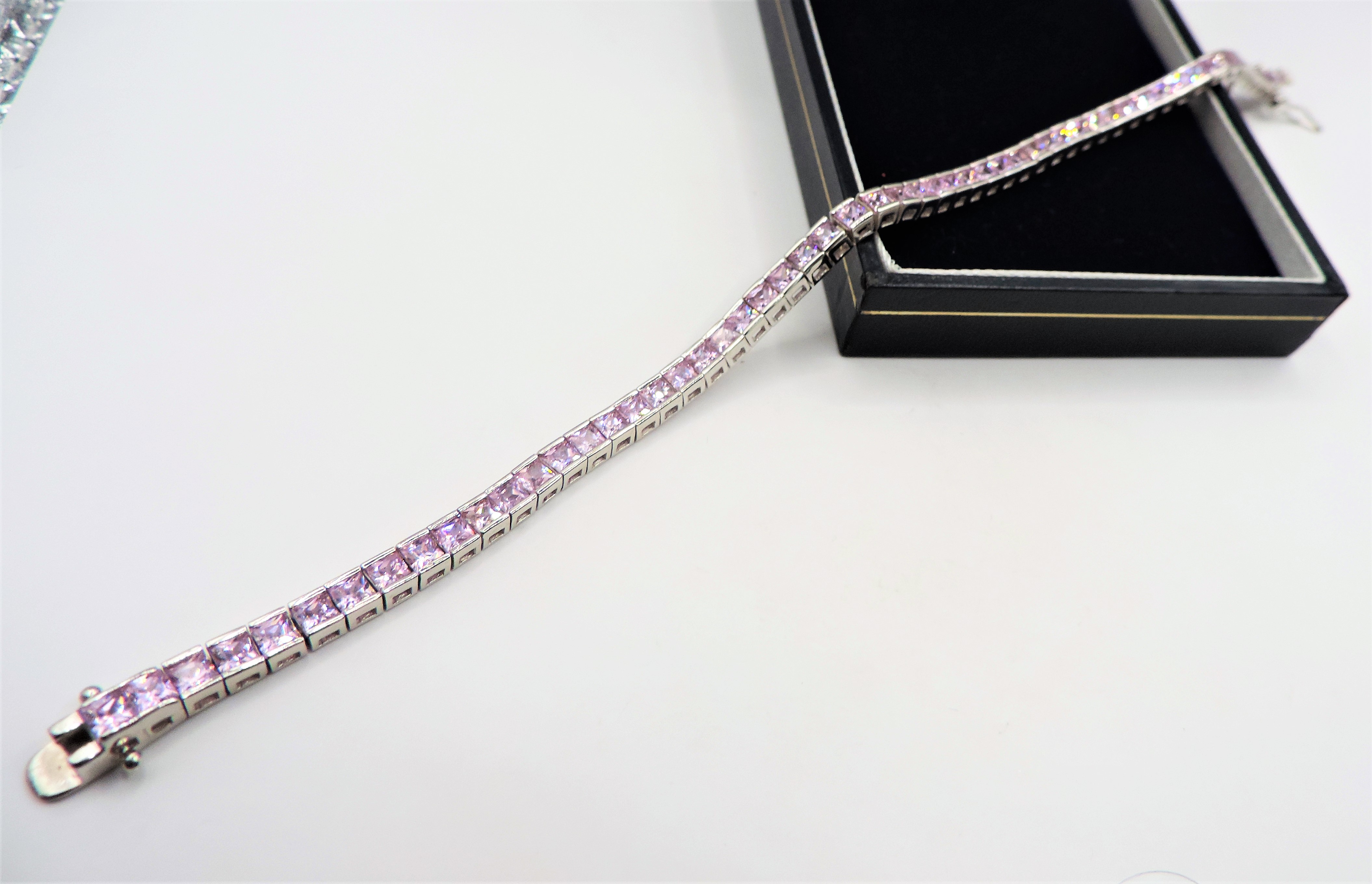 Sterling Silver 13CT Pink Topaz Tennis Bracelet - Image 3 of 4