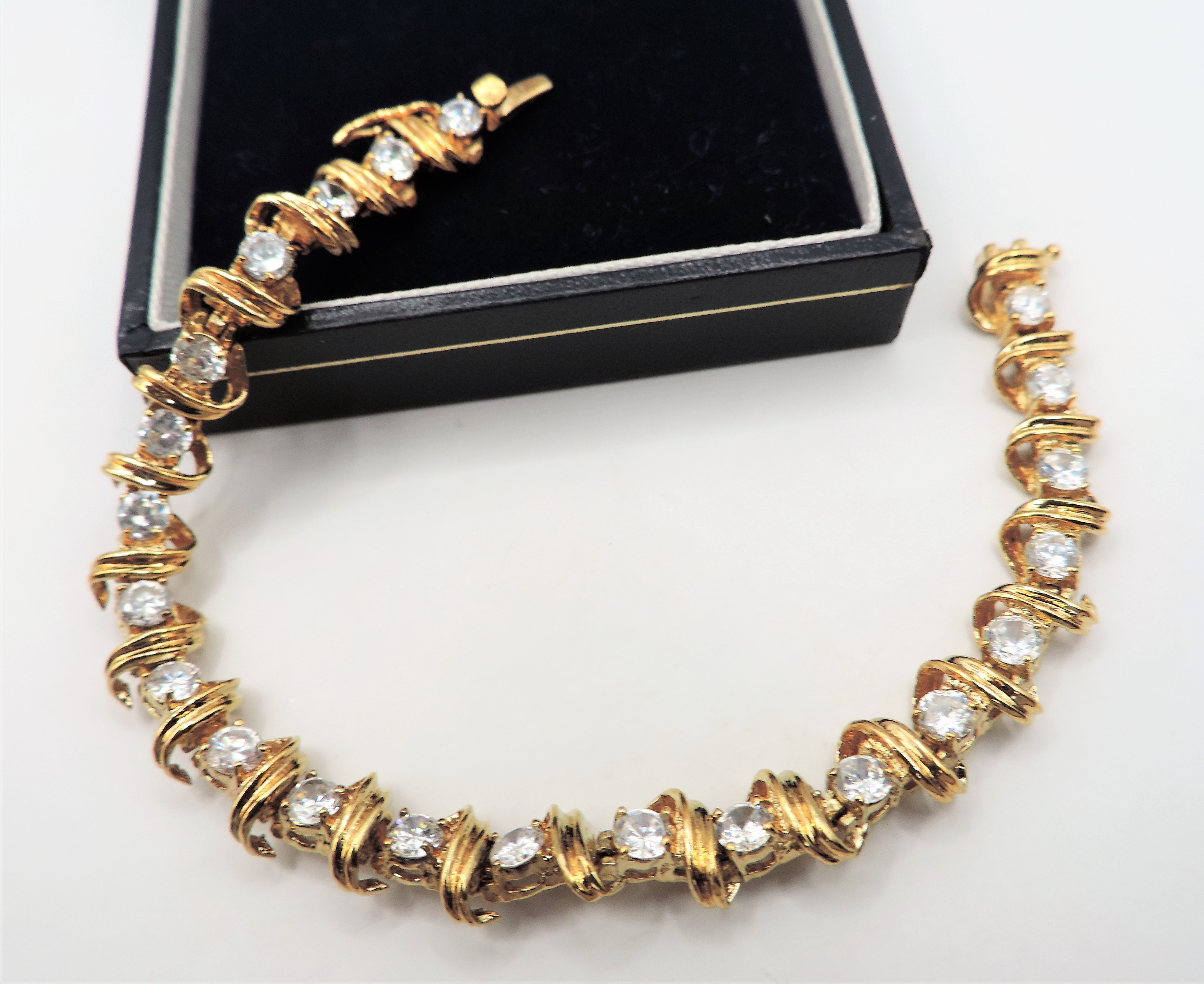 Gold on Sterling Silver White Zircon Gemstone Bracelet New with Gift Box - Image 2 of 3