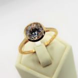 Gold on Sterling Silver 3.6CT Swarovski Zirconia Ring New with Gift Pouch