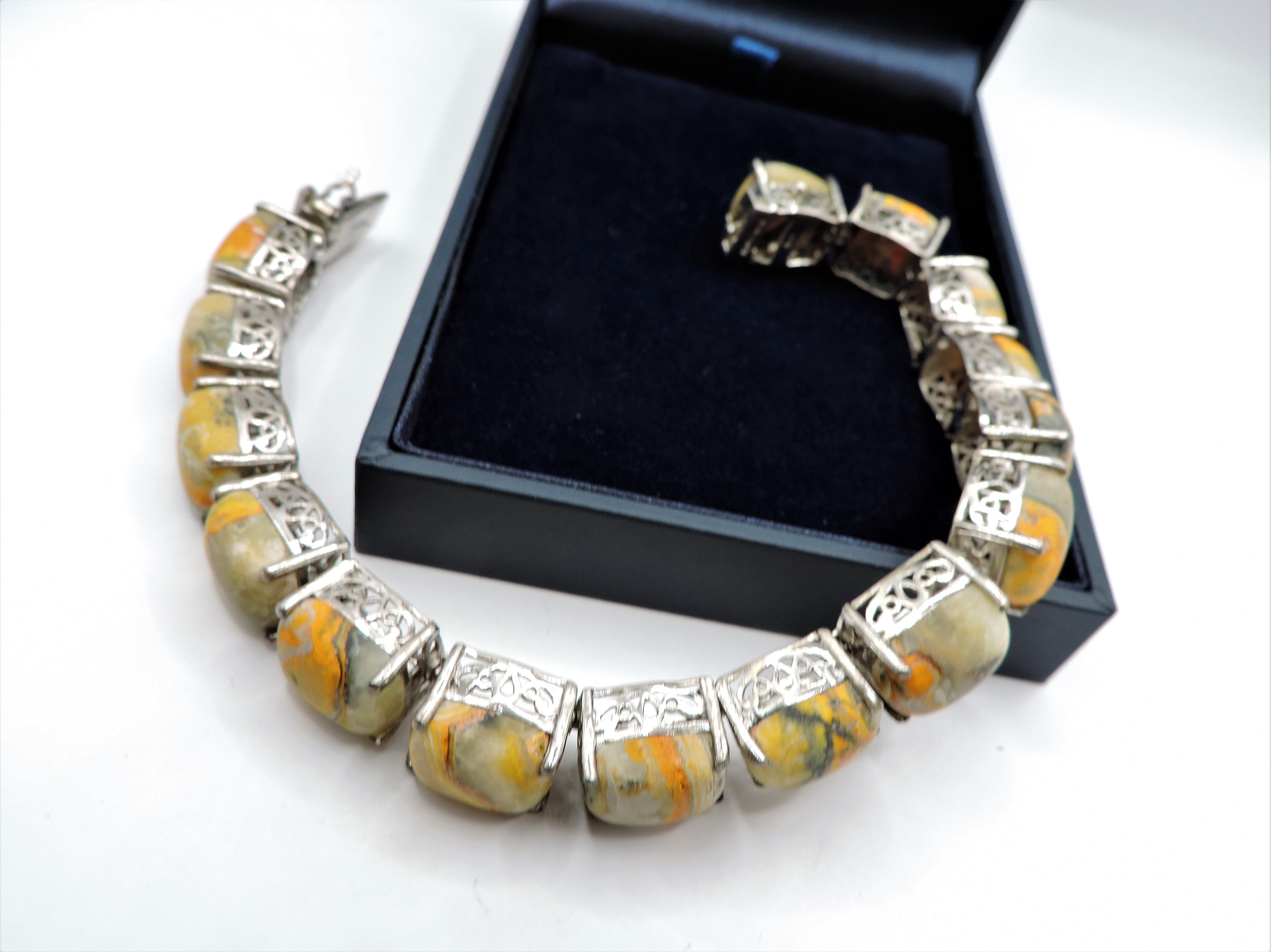 Artisan Sterling Silver 75CT Bumble Bee Jasper Tennis Bracelet - Image 2 of 4