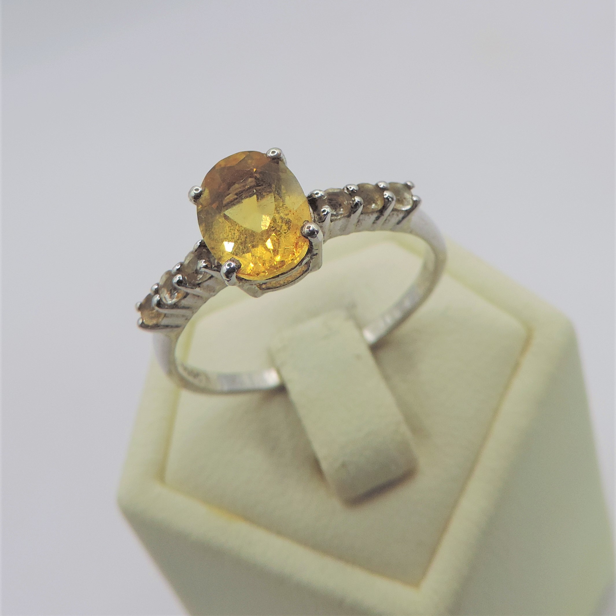 Sterling Silver Citrine & Diamond Ring 'New' with gift pouch - Image 2 of 4