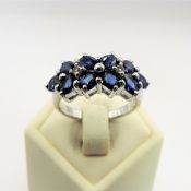 Sterling Silver 3.5CT Sapphire & Diamond Ring 'New' with Gift Pouch