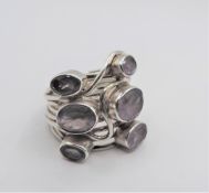 Retro 1970's Chunky Artisan Sterling Silver 4CT Amethyst Ring