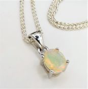 Sterling Silver 2.5CT Opal Pendant Necklace New with Gift Pouch