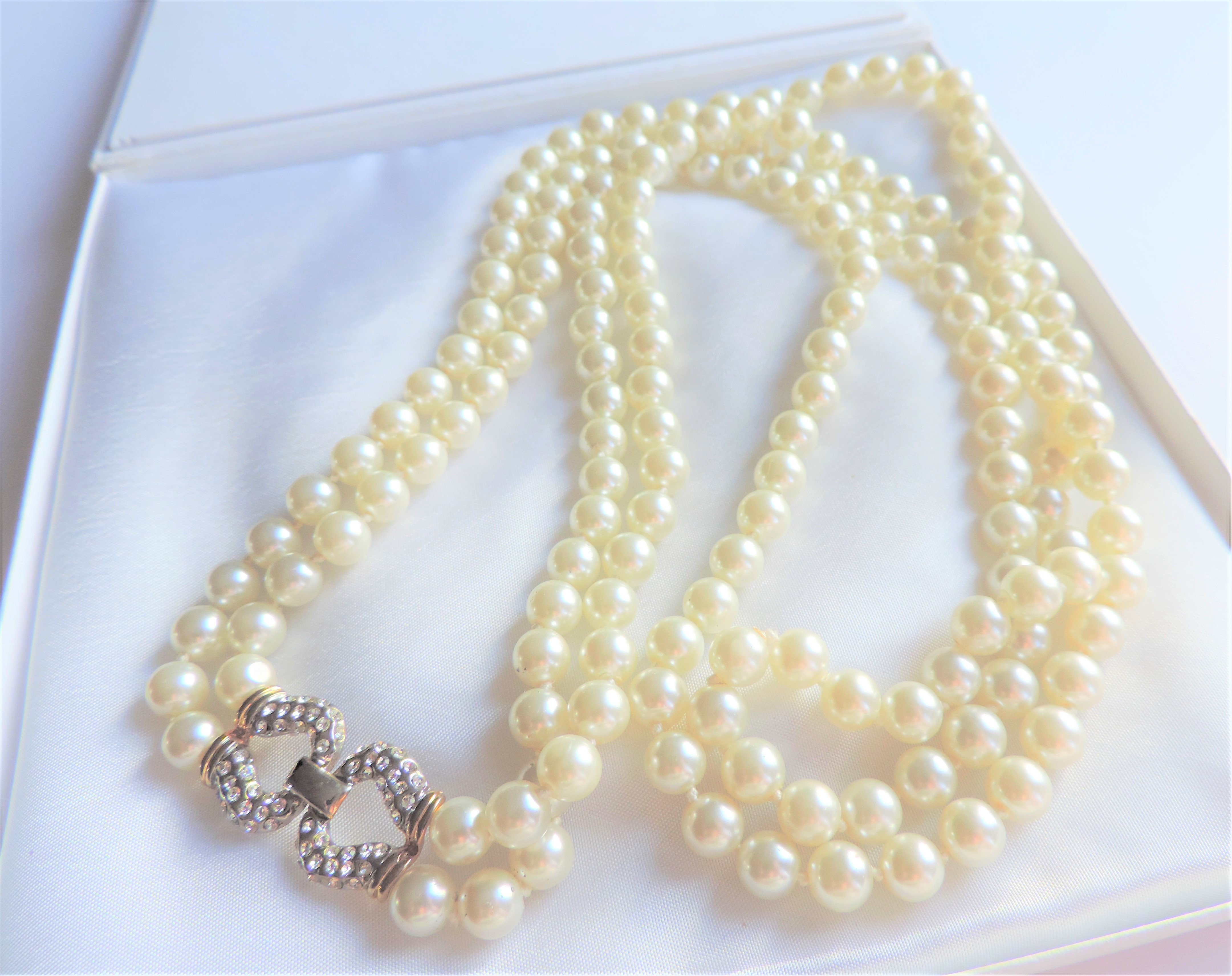 Double Strand Pearl Necklace Pearls 26"""" Long New with Gift Box - Image 4 of 4
