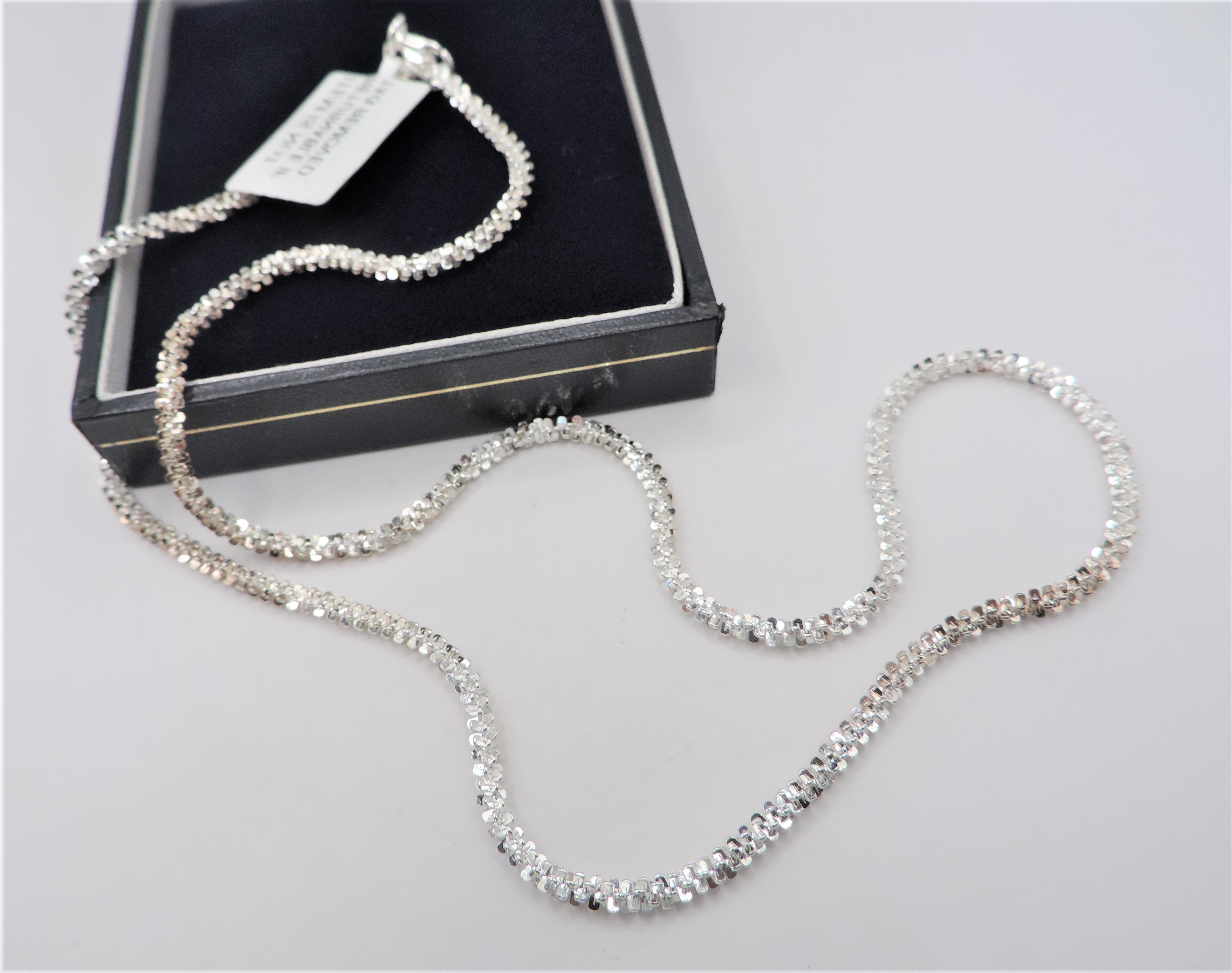 Italian 925 Sterling Silver Sparkle Glitter Margarita Twisted Rock Chain New with Gift Pouch - Image 2 of 3