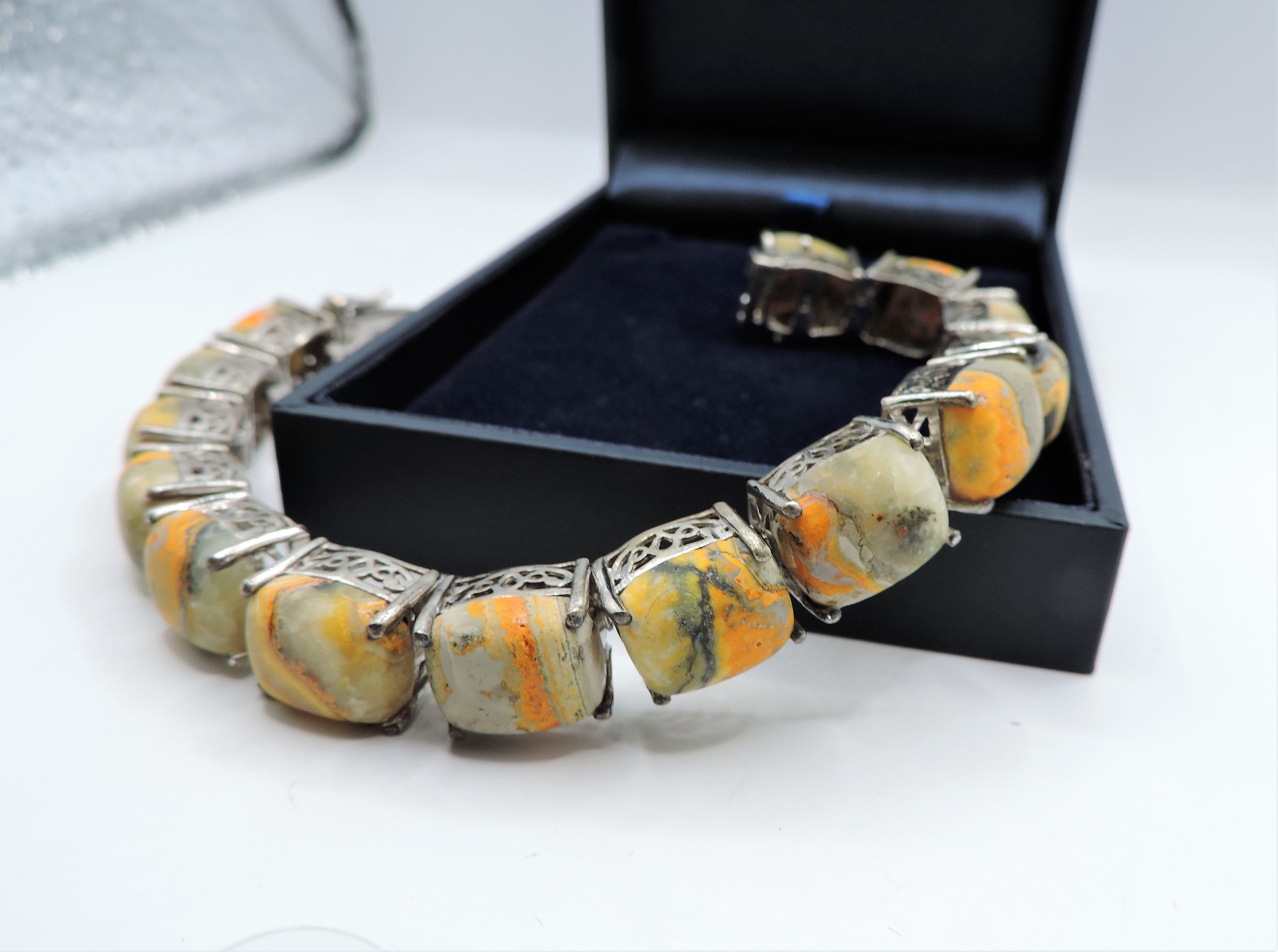 Artisan Sterling Silver 75CT Bumble Bee Jasper Tennis Bracelet - Image 3 of 4