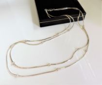 Italian Silver Double Chain & Ball Necklace