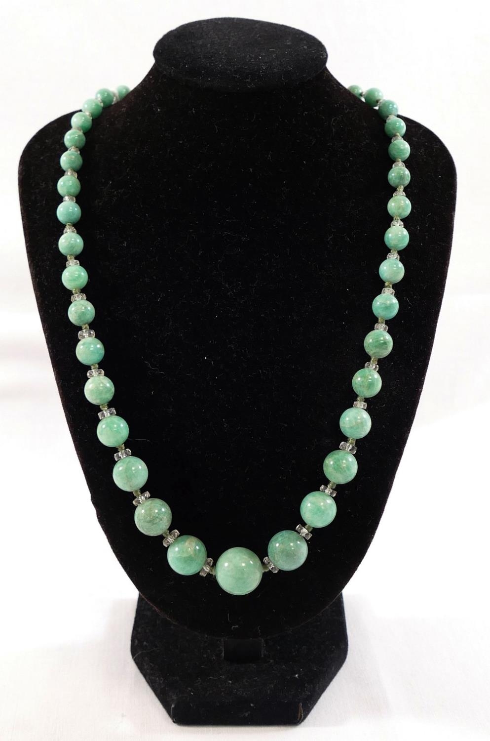 Antique Graduated Amazonite Beads Gemstone Necklace c.1920's Art Deco - Image 5 of 6