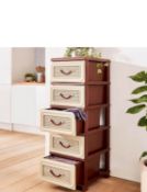 Chums Large Lattice Effect Storage 5 Drawer Units. RRP £69.99 - GRADE U