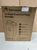 Bonsaii 12 Sheet Cross Cut Paper Shredder. RRP £59.99 - GRADE U