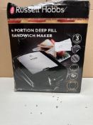 Russell Hobbs 4 Portion Deep Fill Sandwich Maker. RRP £39.99 - GRADE U