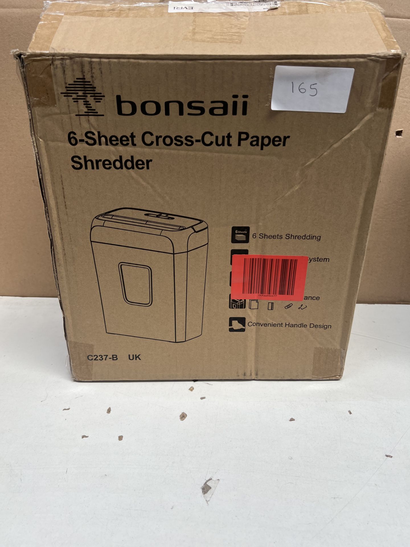 Bonsaii 6 Sheet Cross Cut Paper Shredder. RRP £59.99 - GRADE U