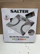 Salter Ultra Slim Glass Analyser Scales. RRP £24.99 - GRADE U