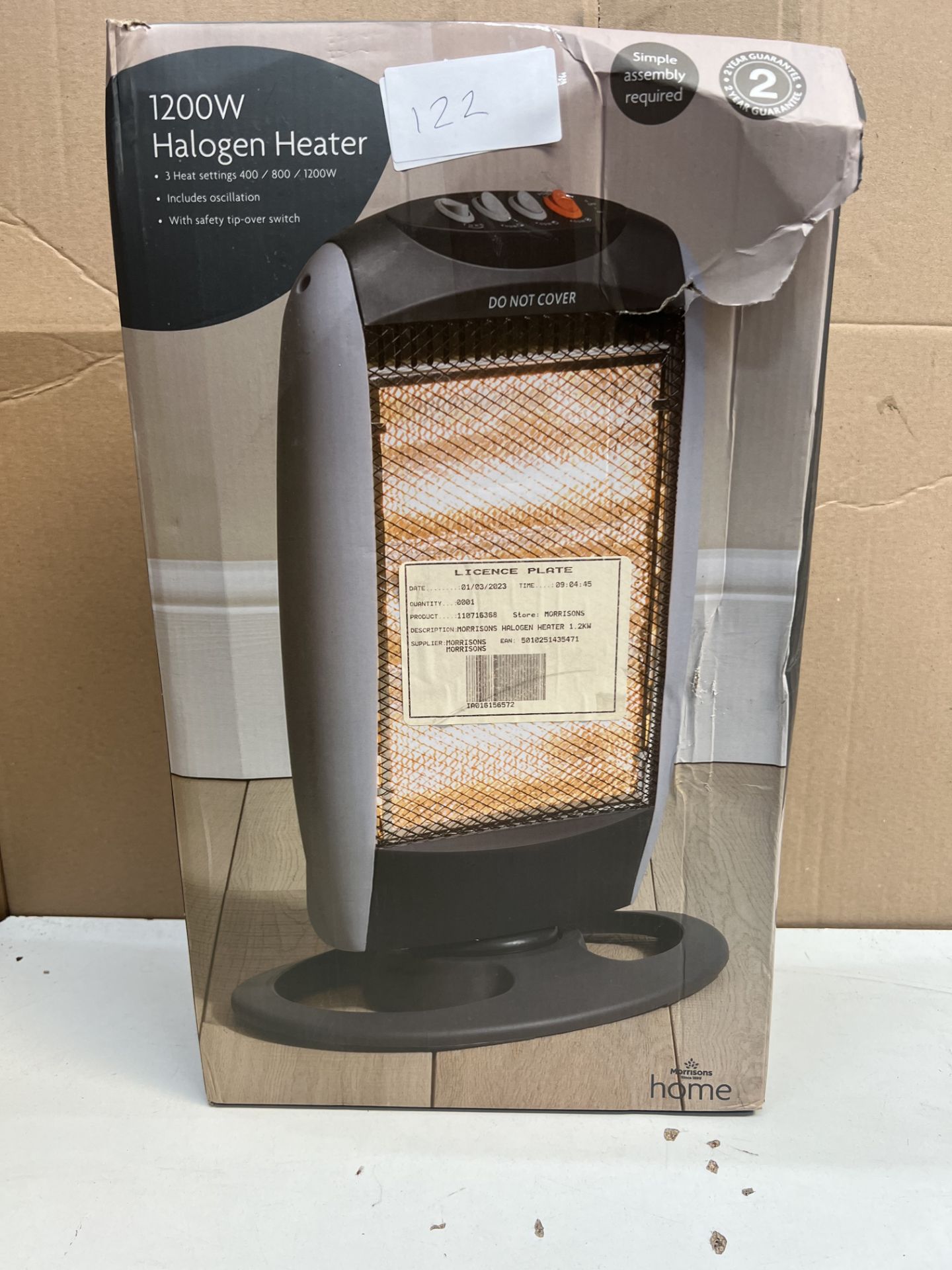 Morrisons 1200w Halogen Heater. RRP £24.99 - GRADE U