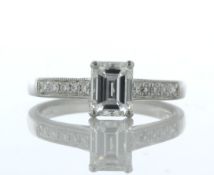 Platinum Single Stone Emerald Cut Diamond Ring 1.04 Carats